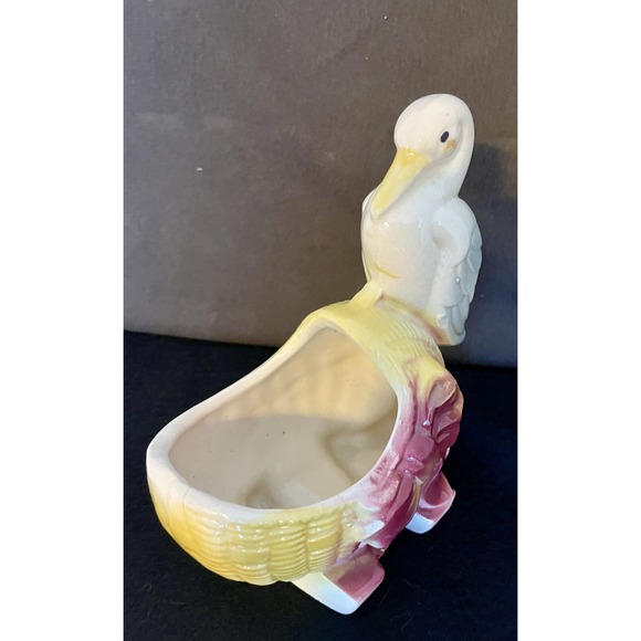 Vintage Nursery Planter Stork on Baby Buggy  6 1/2" - Picture 2 of 9